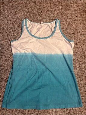 Woolrich White and Aqua Ombre Tank Top